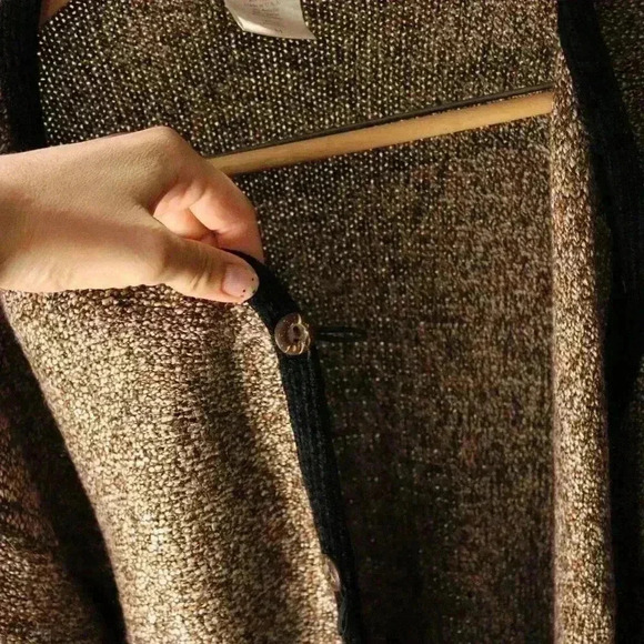 Coldwater Creek size M double button close knit cardigan NWOT unique retro brown - Picture 4 of 14